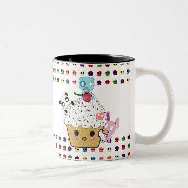 Caneca De Café Em Dois Tons Ataque do cupcake! Crânios do açúcar (Direita)