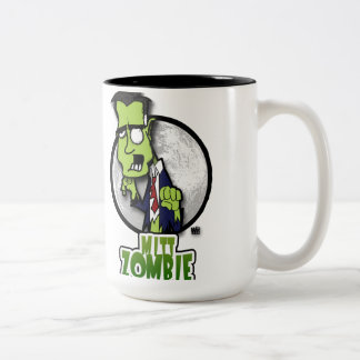 Caneca De Café Em Dois Tons Ataques do zombi da luva!