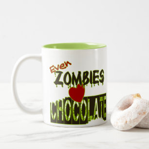 Caneca De Café Em Dois Tons Até Zombies Adoram Mug de Chocolate