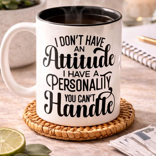 Caneca De Café Em Dois Tons Atitude Divertida com Personalidade que Você Não A (Criador carregado)