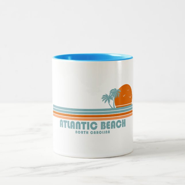 Caneca De Café Em Dois Tons Atlantic Beach North Carolina Sun Palm Trees (Centro)