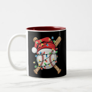 Caneca De Café Em Dois Tons Atleta de beisebol de Natal Esportes Papai Noel 