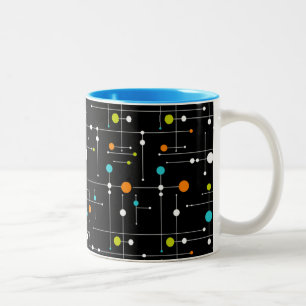 Caneca De Café Em Dois Tons Atômico de Idade do Espaço Negro do Hipster Retroa