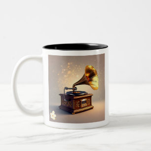 Caneca De Café Em Dois Tons "Áudio Elegante Passado"