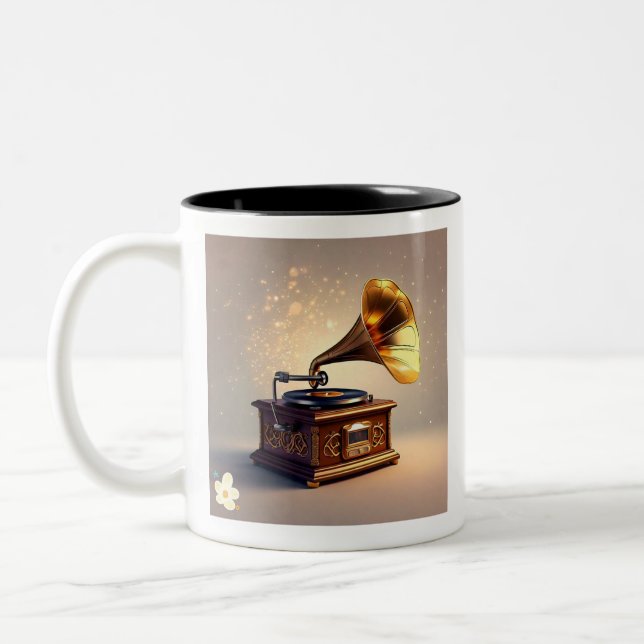 Caneca De Café Em Dois Tons "Áudio Elegante Passado" (Esquerda)