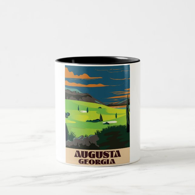 Caneca De Café Em Dois Tons Augusta Georgia Golf poster (Centro)