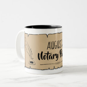 Caneca De Café Em Dois Tons Augusta Notary Public Scroll Feather Quill