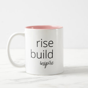 Caneca De Café Em Dois Tons Aumento, construção, inspiração - Cotação Motivaci
