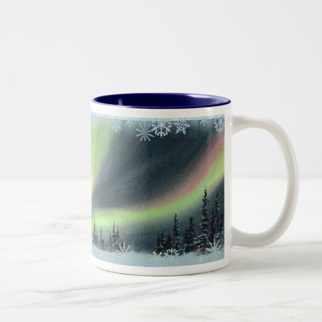 Caneca De Café Em Dois Tons AURORA BOREAL por SHARON SHARPE (Direita)