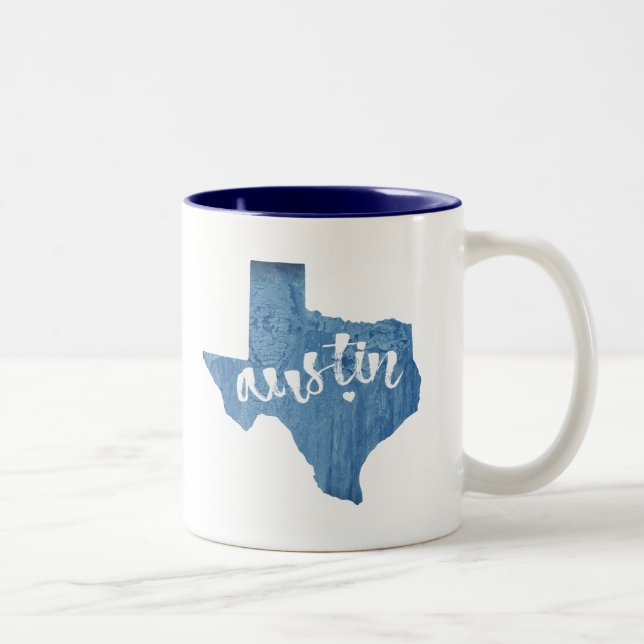 Caneca De Café Em Dois Tons Austin, Texas Wood Grain (Direita)