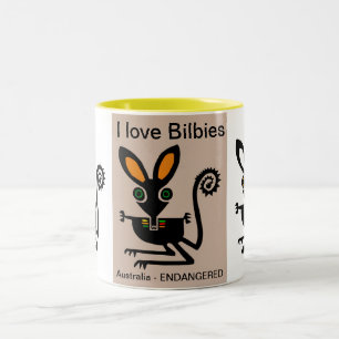 Caneca De Café Em Dois Tons Austrália - Eu adoro BILBIES - Natureza - Vida Sel