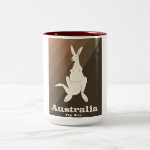 Caneca De Café Em Dois Tons Austrália Por Air Kangaroo poster de viagens.