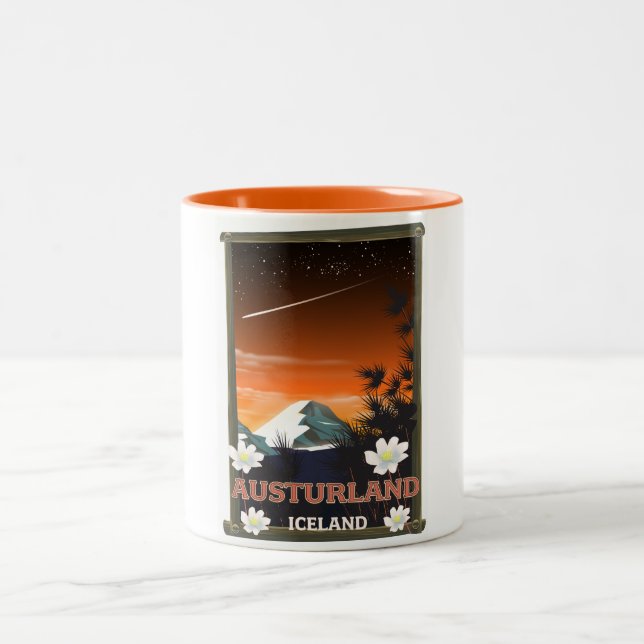 Caneca De Café Em Dois Tons Austurland iceland poster de viagens (Centro)