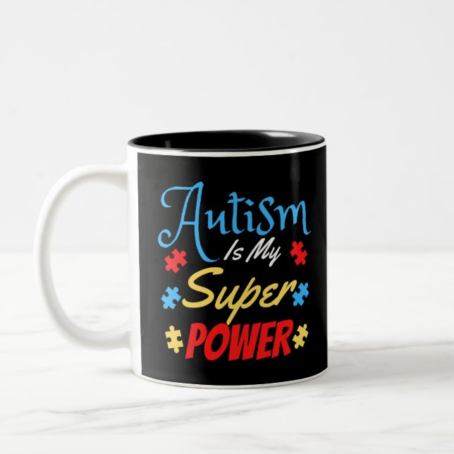 Caneca De Café Em Dois Tons Autismo É Meu Superpoder (Esquerda)