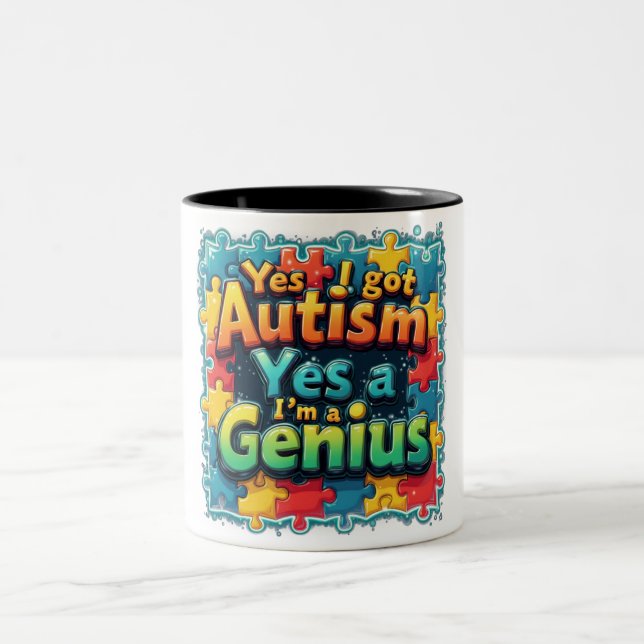 Caneca De Café Em Dois Tons Autismo Genius (Centro)