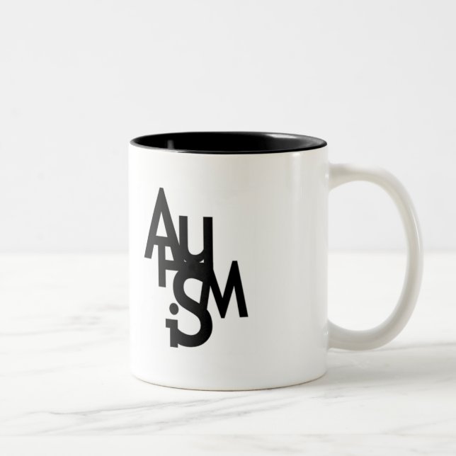 Caneca De Café Em Dois Tons Autismo (letras misturadas) (Direita)
