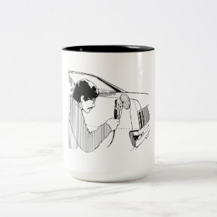 Caneca De Café Em Dois Tons Auto trabalhador do corpo