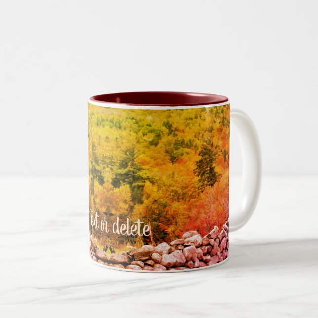 Caneca De Café Em Dois Tons Autumn Foliage Stone Wall Nature Art Personalizado (Frente Esquerda)