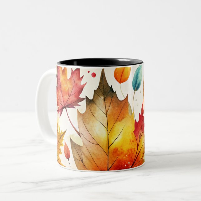Caneca De Café Em Dois Tons Autumn Leaves (Frente Esquerda)