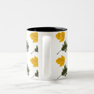 Caneca De Café Em Dois Tons Autumn Symmetry Leaf Pattern