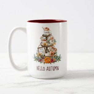 Caneca De Café Em Dois Tons Autumn Watercolor Pumpkins Latte Mug