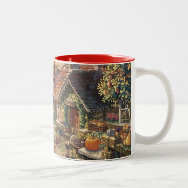 Caneca De Café Em Dois Tons Autumn Whispers: Uma Fuga De Algodão (Direita)