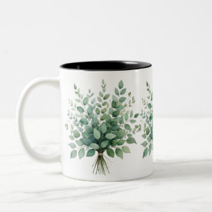 Caneca De Café Em Dois Tons Avental de cozinha de jardim de ervas botânicas vi