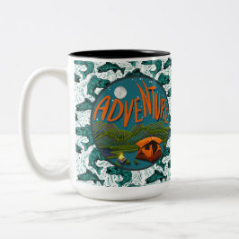 Caneca De Café Em Dois Tons Aventura de Campanha e Pesca