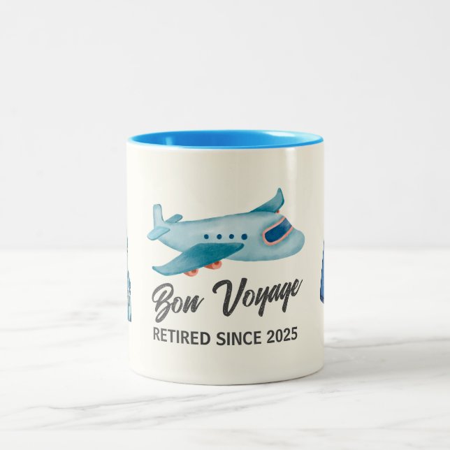Caneca De Café Em Dois Tons Aventura de Viagem de Aposentadoria Avião (Centro)