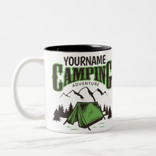 Caneca De Café Em Dois Tons Aventura de Viagem de Camp Familiar de Campos Pers