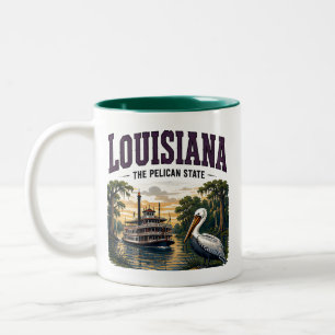 Caneca De Café Em Dois Tons Aventura do Patrimônio do Bayou da Louisiana