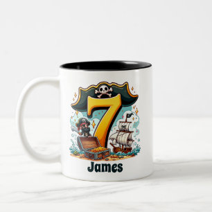 Caneca De Café Em Dois Tons Aventura Pirata - Celebrando 7 Mares de Diversão