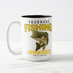 Caneca De Café Em Dois Tons Aventuras de Pesca Personalizadas Anzol de Peixe B