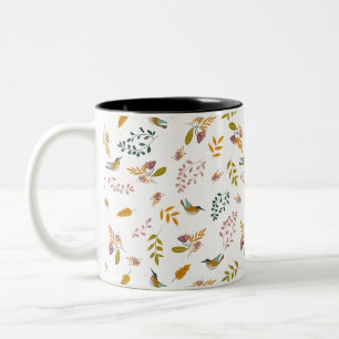Caneca De Café Em Dois Tons Aves coloridas