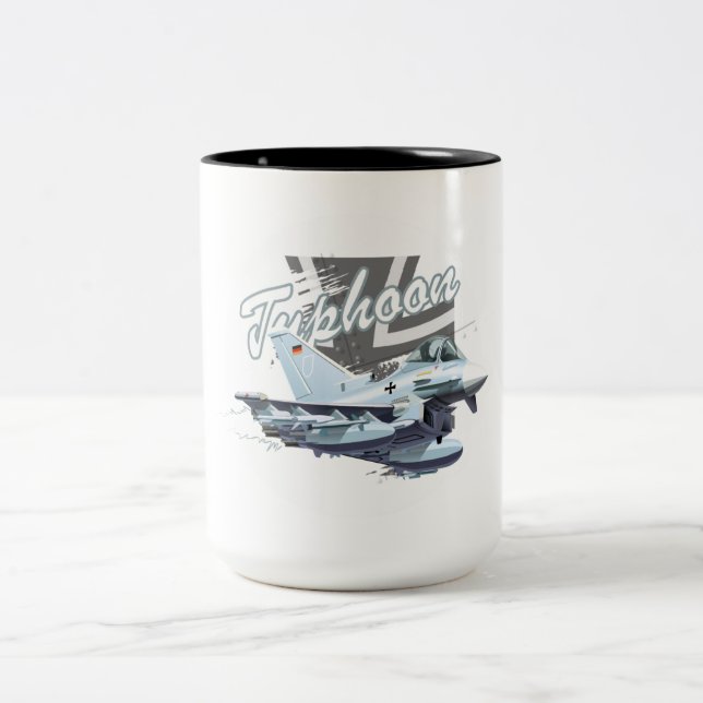 Caneca De Café Em Dois Tons Avião-caça-caricatura (Centro)