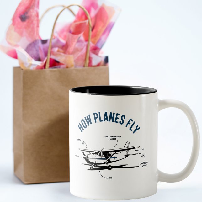 Caneca De Café Em Dois Tons Avião Cessna Engraçado Como Aviões Voam Piloto (Criador carregado)