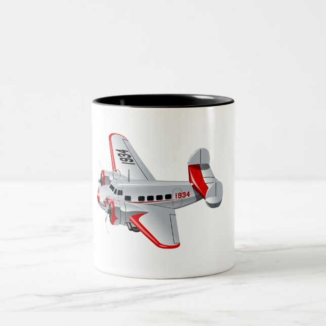 Caneca De Café Em Dois Tons Avião retrógrado de animação (Centro)