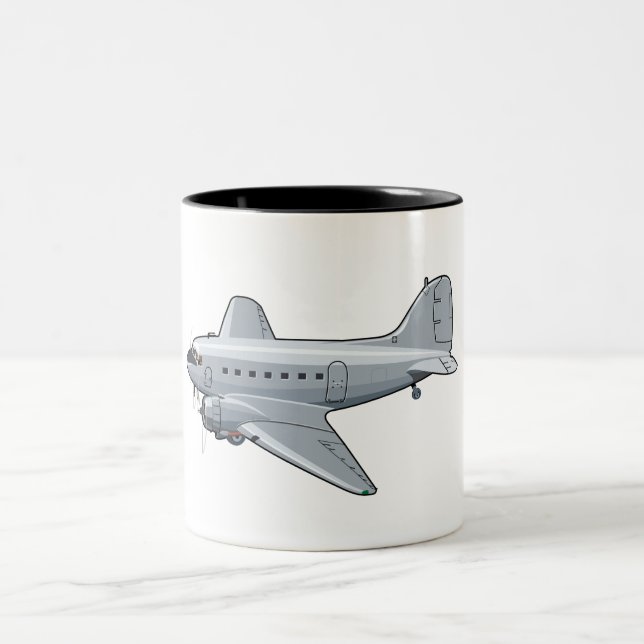 Caneca De Café Em Dois Tons Avião retrógrado de animação (Centro)
