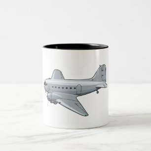 Caneca De Café Em Dois Tons Avião retrógrado de desenho animado