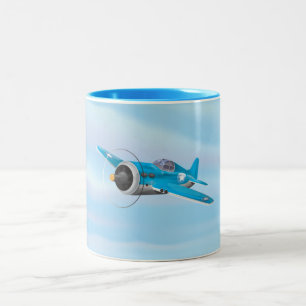 Caneca De Café Em Dois Tons Aviões de Combate da Segunda Guerra Mundial