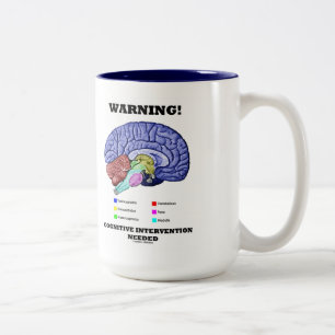 Caneca De Café Em Dois Tons Aviso! Intervenção cognitiva necessário