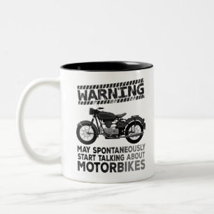 Caneca De Café Em Dois Tons Aviso Pode Começar A Falar De Moto De Forma Espon