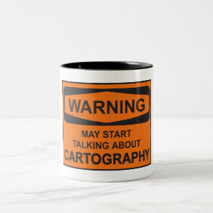Caneca De Café Em Dois Tons Aviso Pode Começar A Falar Sobre Cartografia