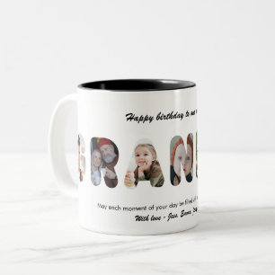 Caneca De Café Em Dois Tons Avô Colagem de Fotos Personalizadas Avô