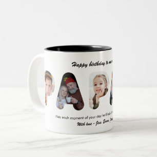 Caneca De Café Em Dois Tons Avô Colagem de Fotos Personalizadas Papai