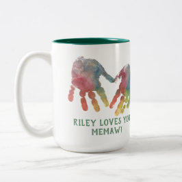 Caneca De Café Em Dois Tons Avó com impressões digitais com fotografia