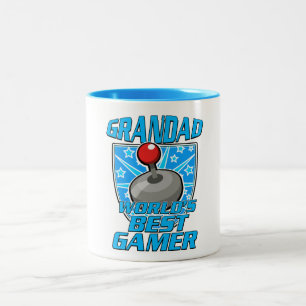 Caneca De Café Em Dois Tons Avô Melhor jogador do mundo logotipo retrô