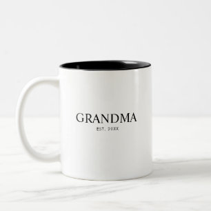 Caneca De Café Em Dois Tons Avó Moderna Elegante Preta