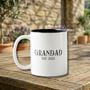 Caneca De Café Em Dois Tons Avô Moderno Estabelecido Rascunho Preto