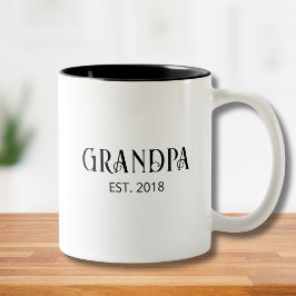 Caneca De Café Em Dois Tons Avô Moderno Estabelecido Rótulo Preto